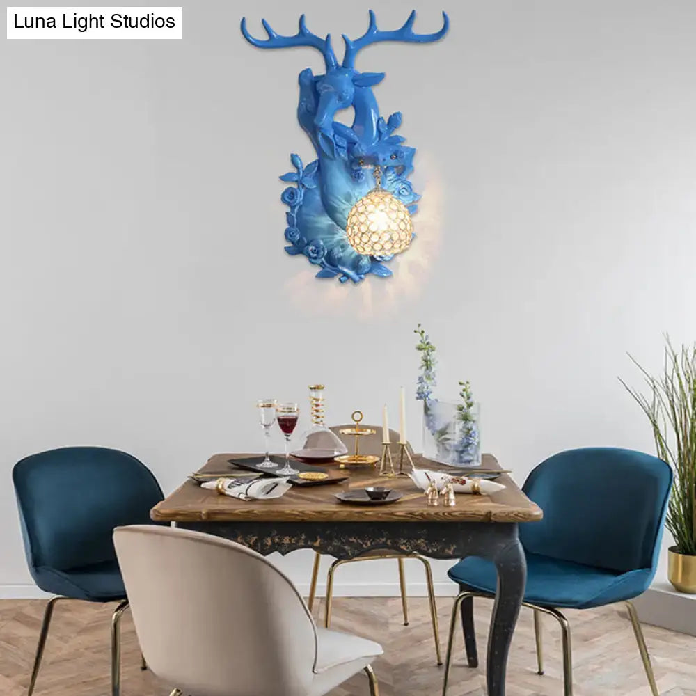 Gold Deer Crystal Sconce Resin Deer Head