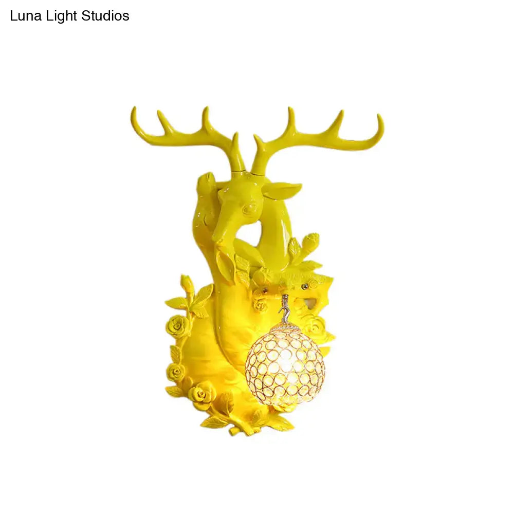 Gold Deer Crystal Sconce Resin Deer Head