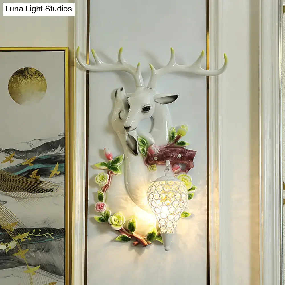 Gold Deer Crystal Sconce Resin Deer Head