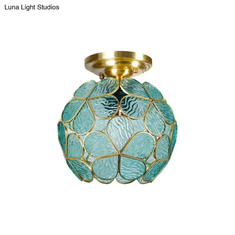 Turquoise Glass Flower Fixture