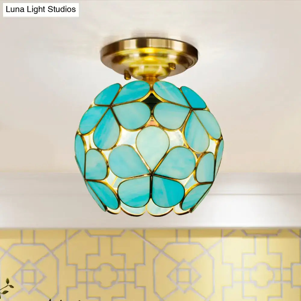 Turquoise Glass Flower Fixture