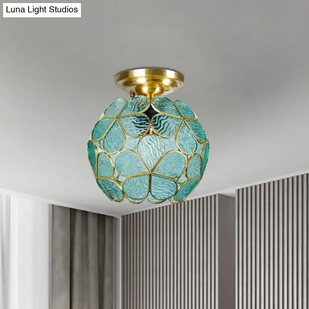 Turquoise Glass Flower Fixture