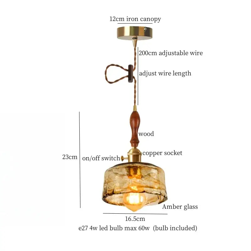 Amber Cracked Glass Pendant