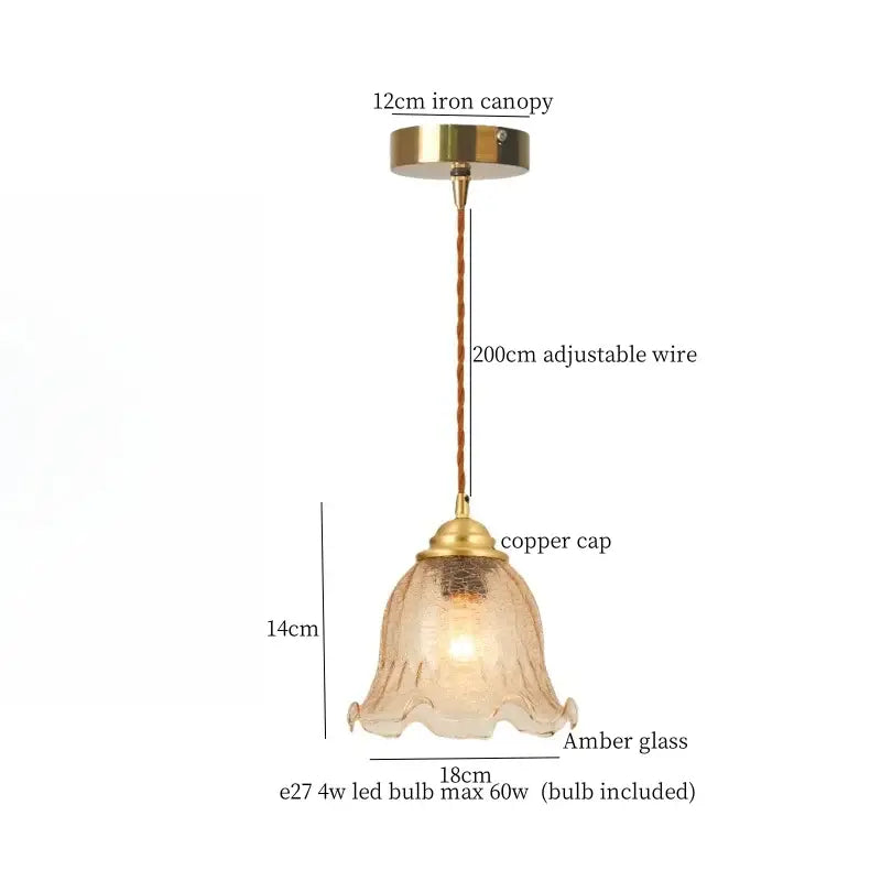 Amber Cracked Glass Pendant