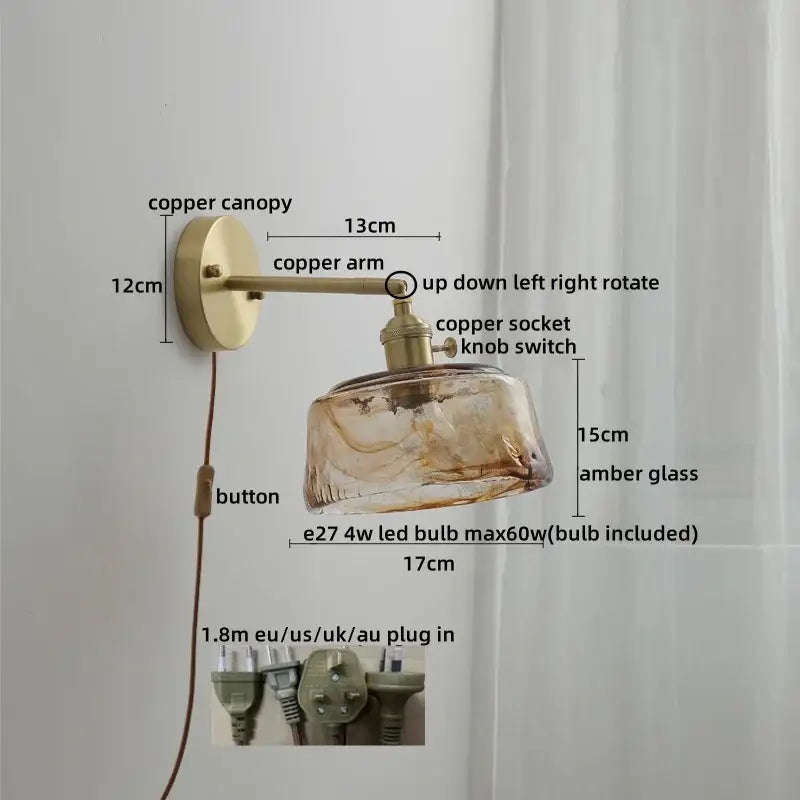 Copper Glass Wall Lamp