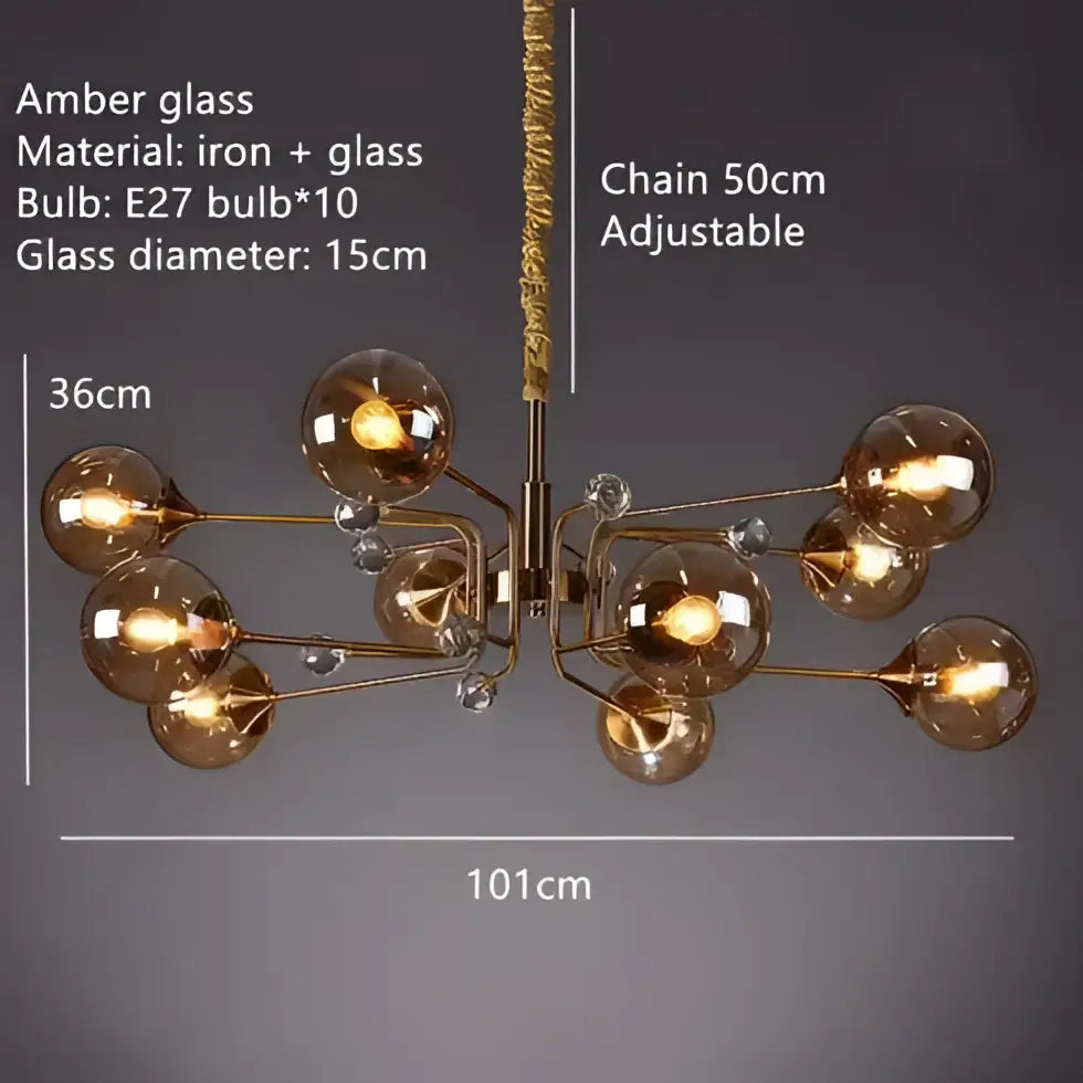 Amber Glass Bubble Chandelier