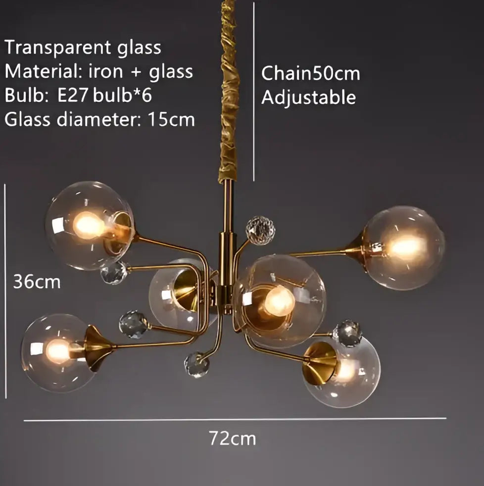 Amber Glass Bubble Chandelier