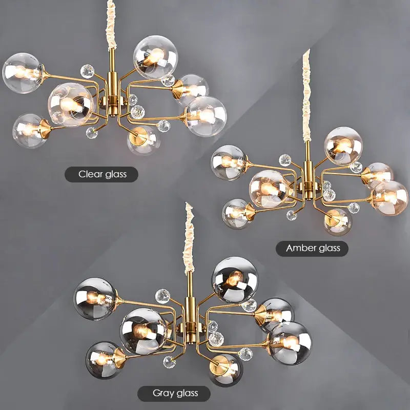 Amber Glass Bubble Chandelier