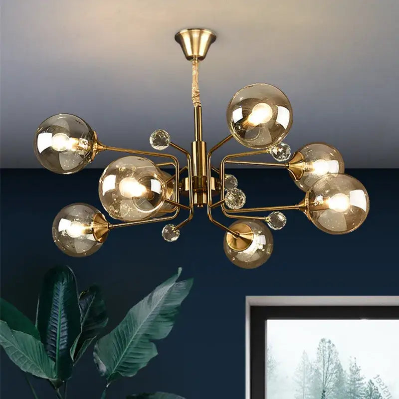 Amber Glass Bubble Chandelier