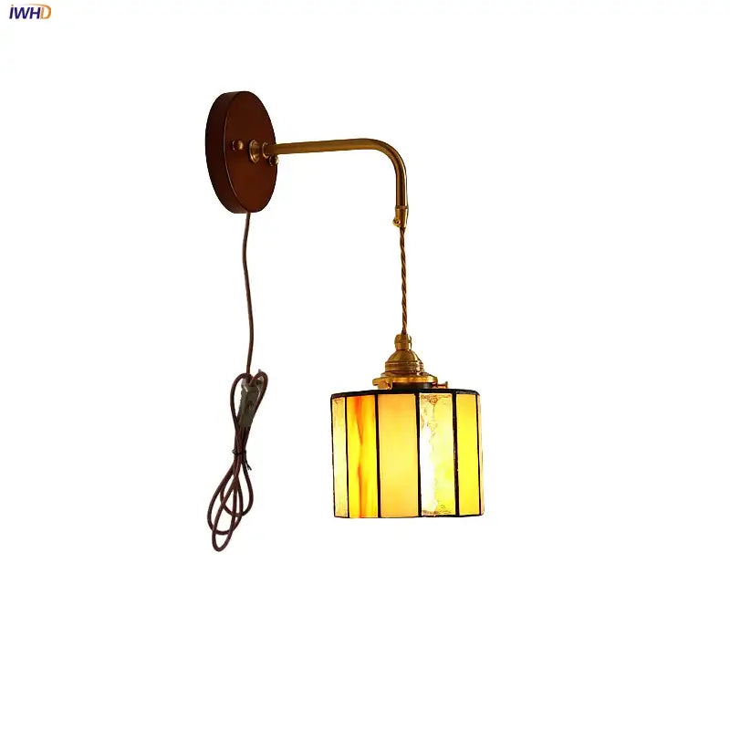Amber Stained Glass Wall Lamp