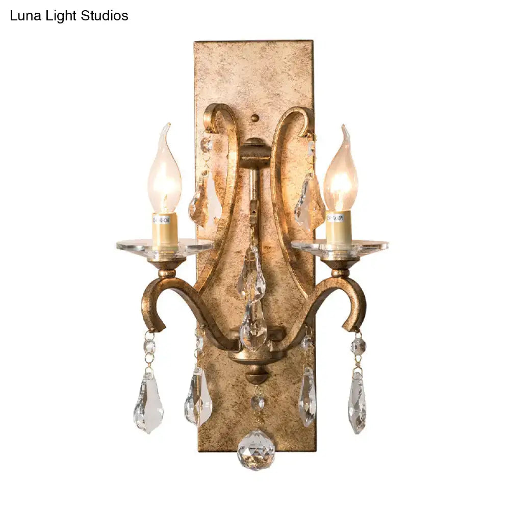 Gold Purple Wall Sconce Dual-Head Rectangular