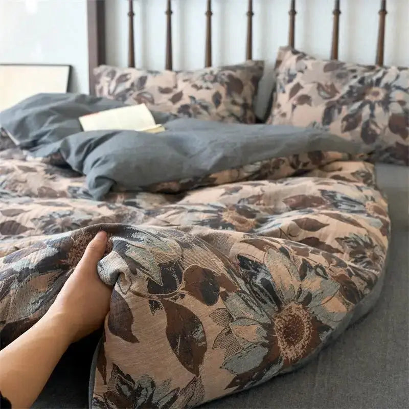 Beige Brown Jacquard Bedding