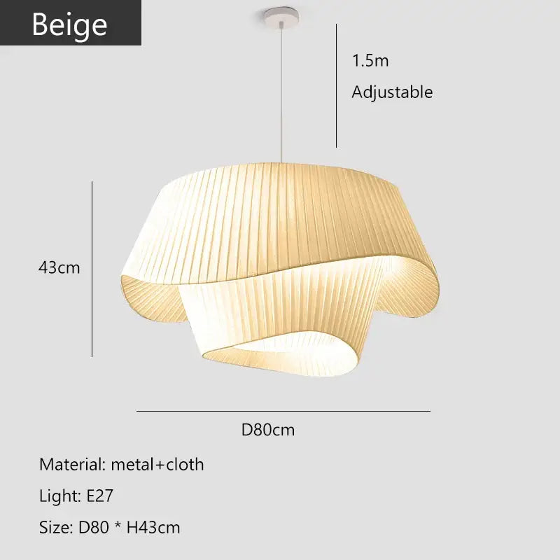 Beige Pleated Fabric Chandelier