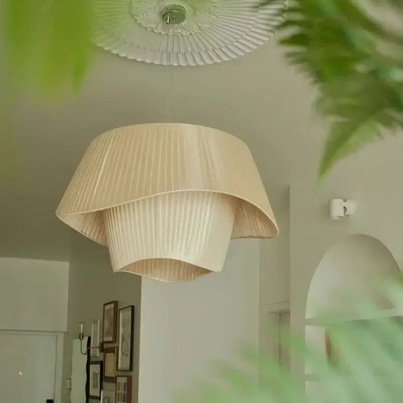 Beige Pleated Fabric Chandelier