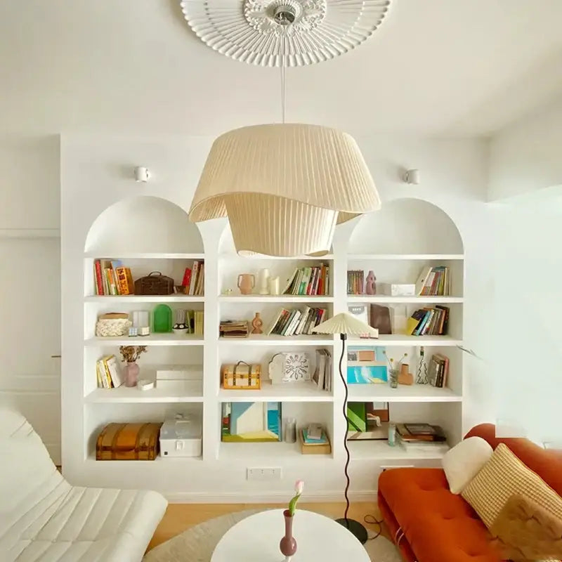Beige Pleated Fabric Chandelier