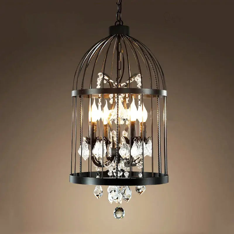 Black Crystal Cage Chandelier