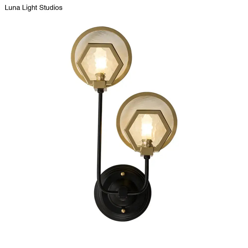 Black Gold Geometric Wall Lamp Glass Shade