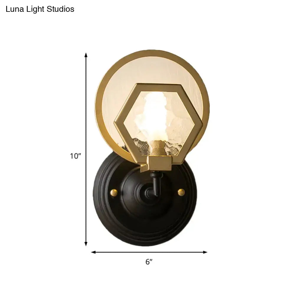 Black Gold Geometric Wall Lamp Glass Shade