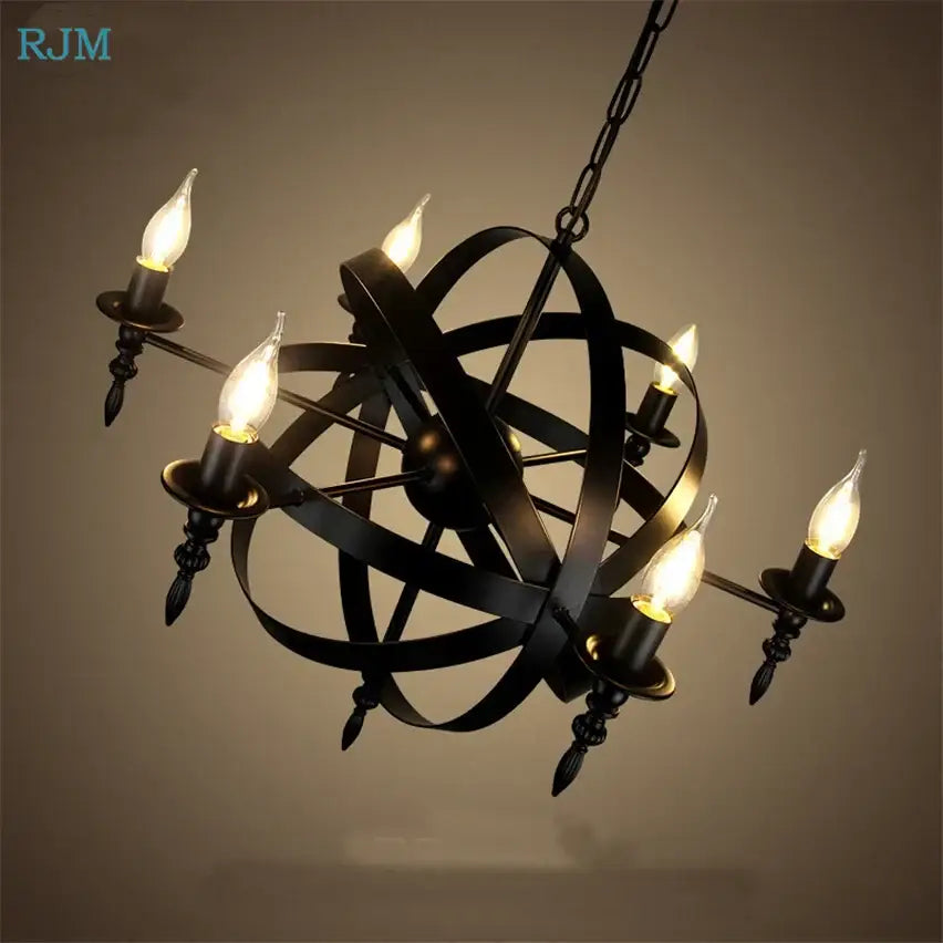 Black Iron Atomic Chandelier
