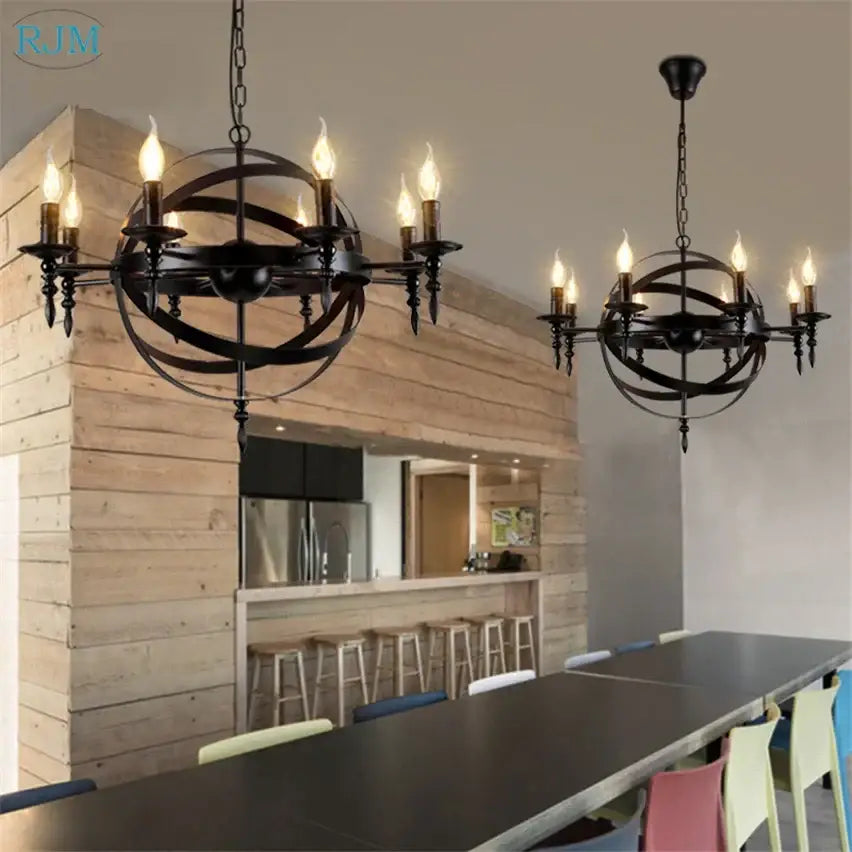 Black Iron Atomic Chandelier