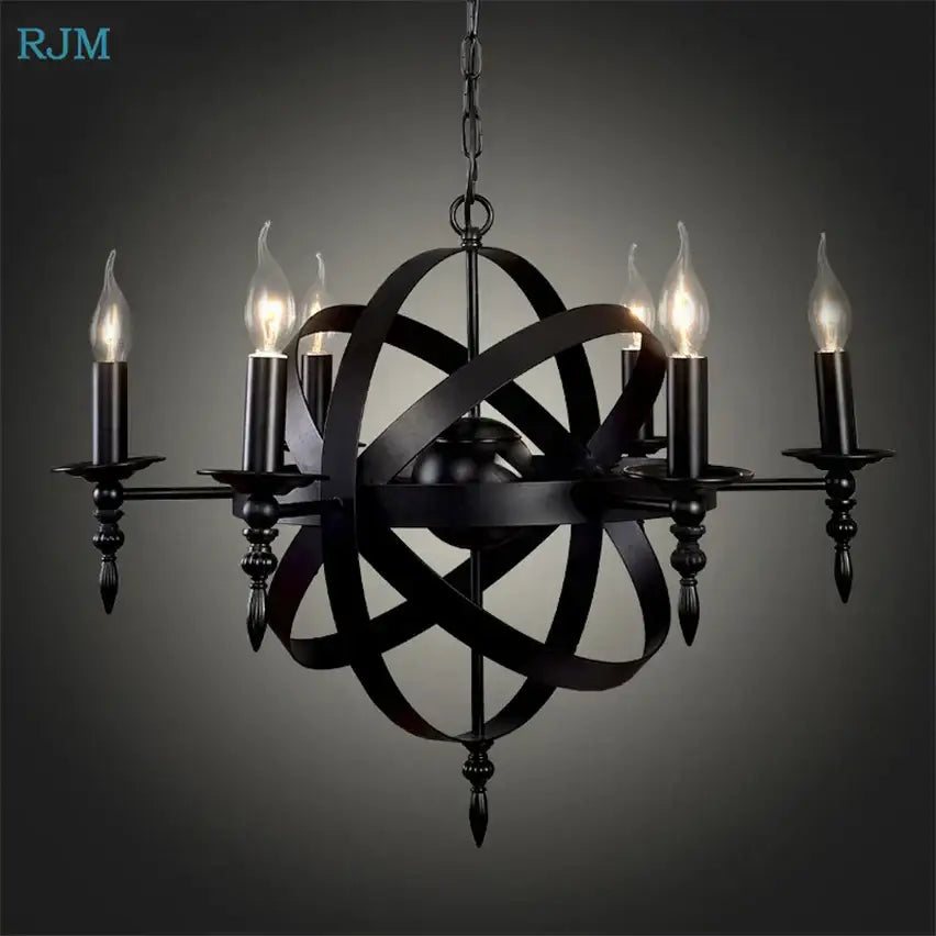 Black Iron Atomic Chandelier