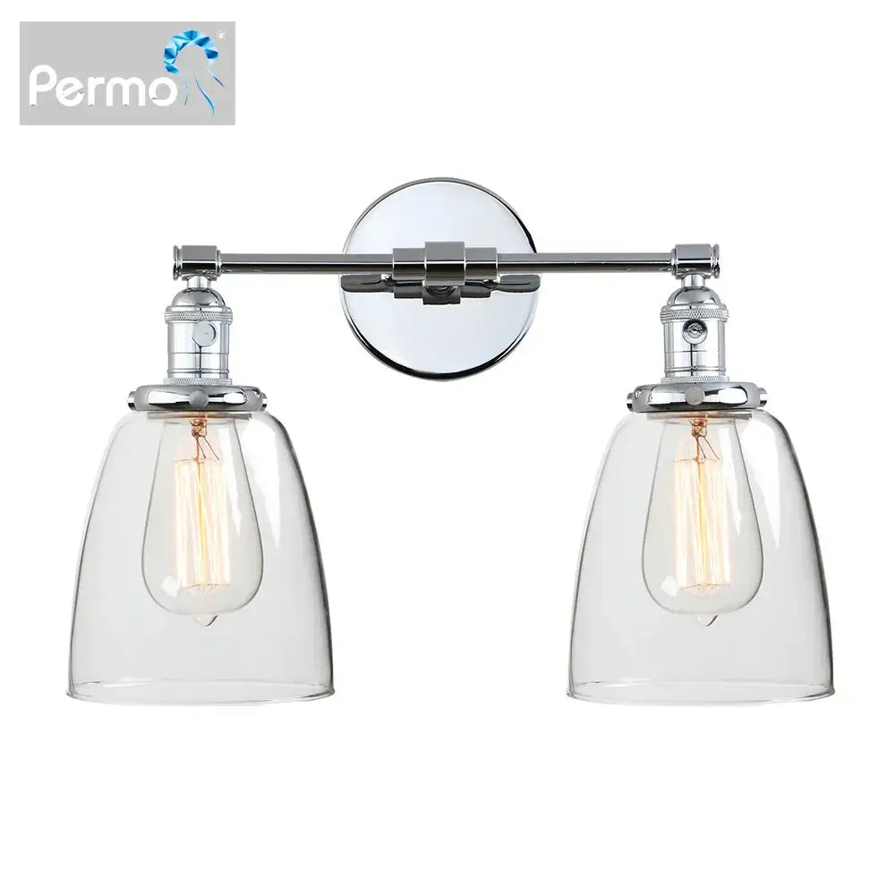 Black Glass Two-Light Vintage Canopy Sconce