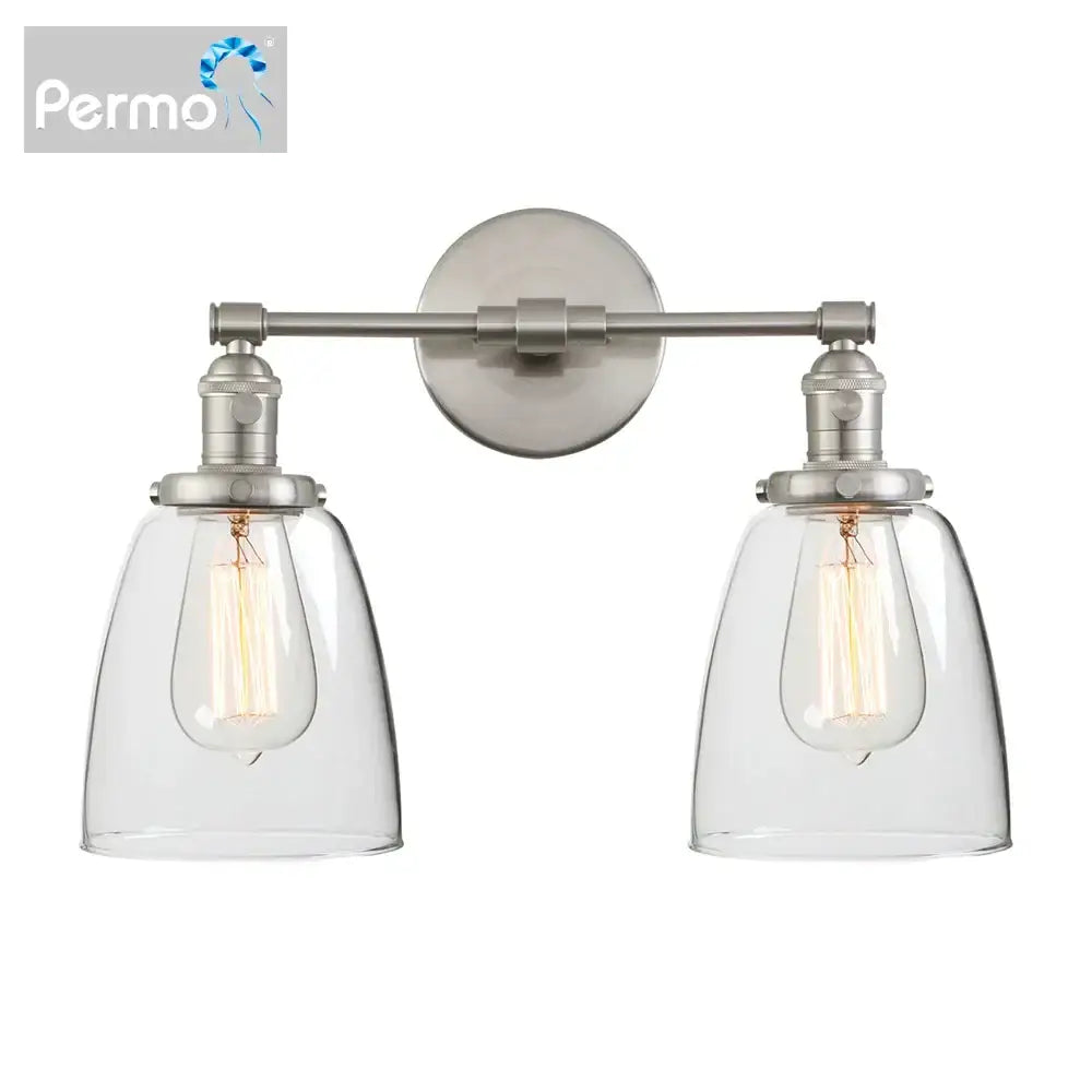 Black Glass Two-Light Vintage Canopy Sconce