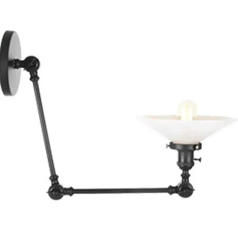Black Glass Vintage Swing-Arm Wall Sconce