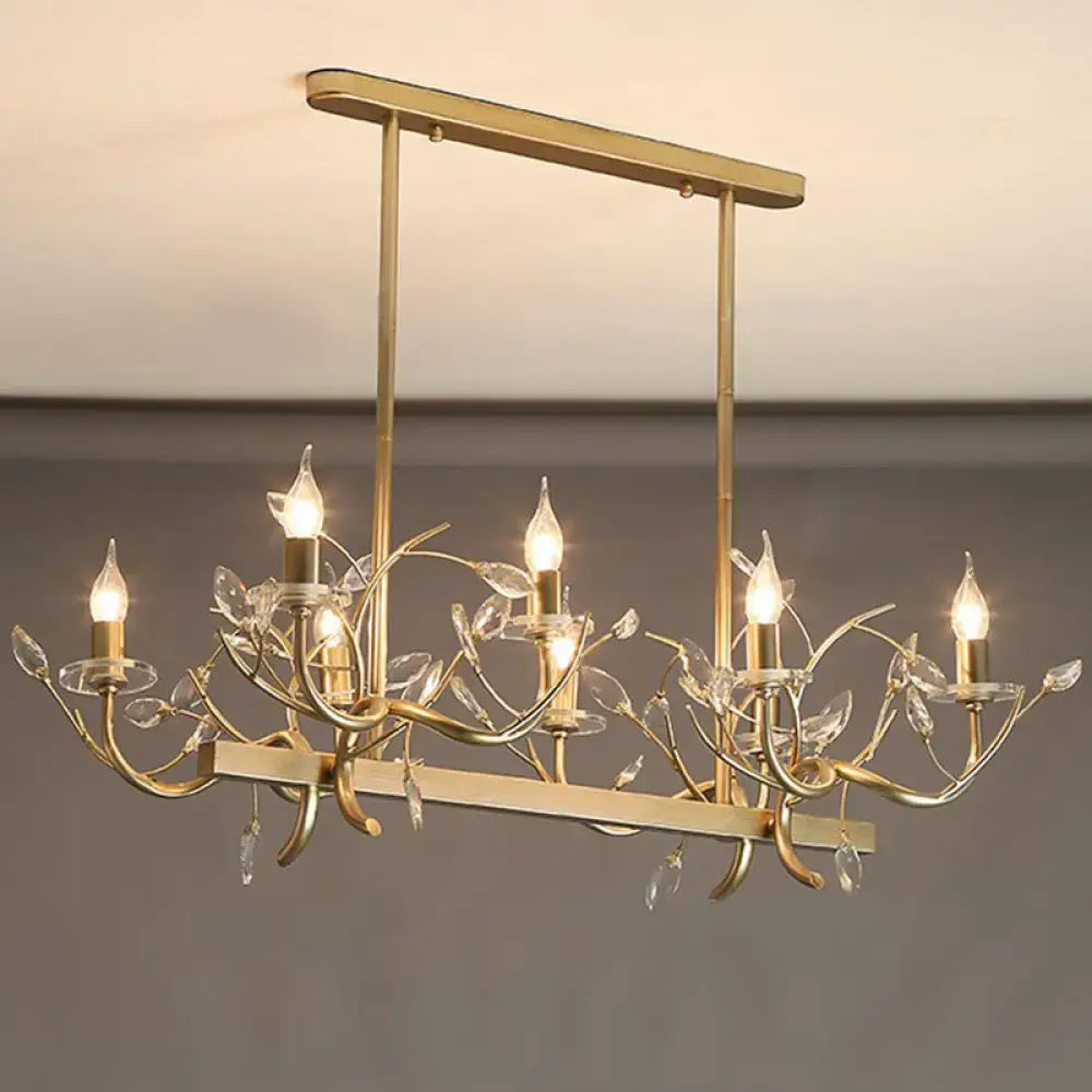 Gold Crystal Vintage Branch Eight-Light Chandelier