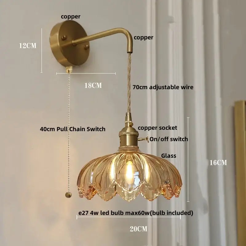 Brass Amber Vintage Glow Wall Sconce