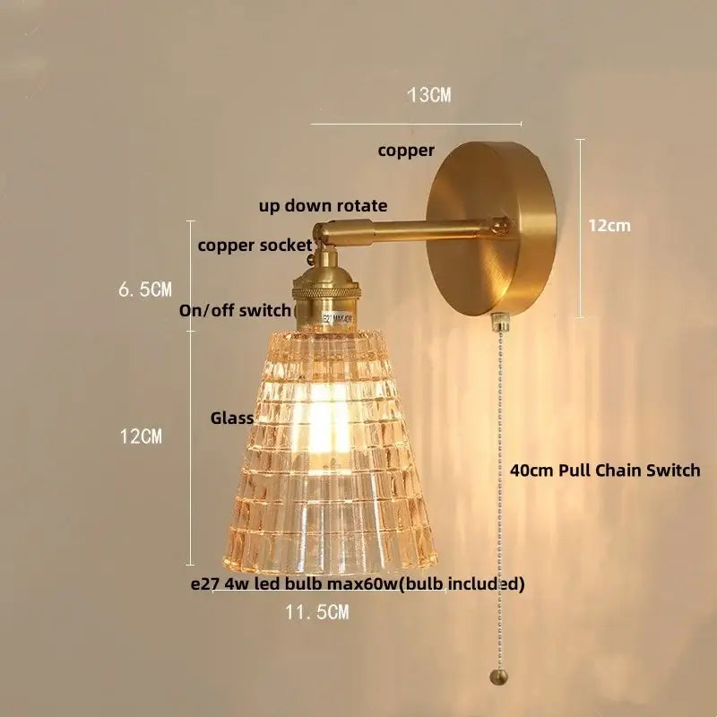 Brass Amber Vintage Glow Wall Sconce