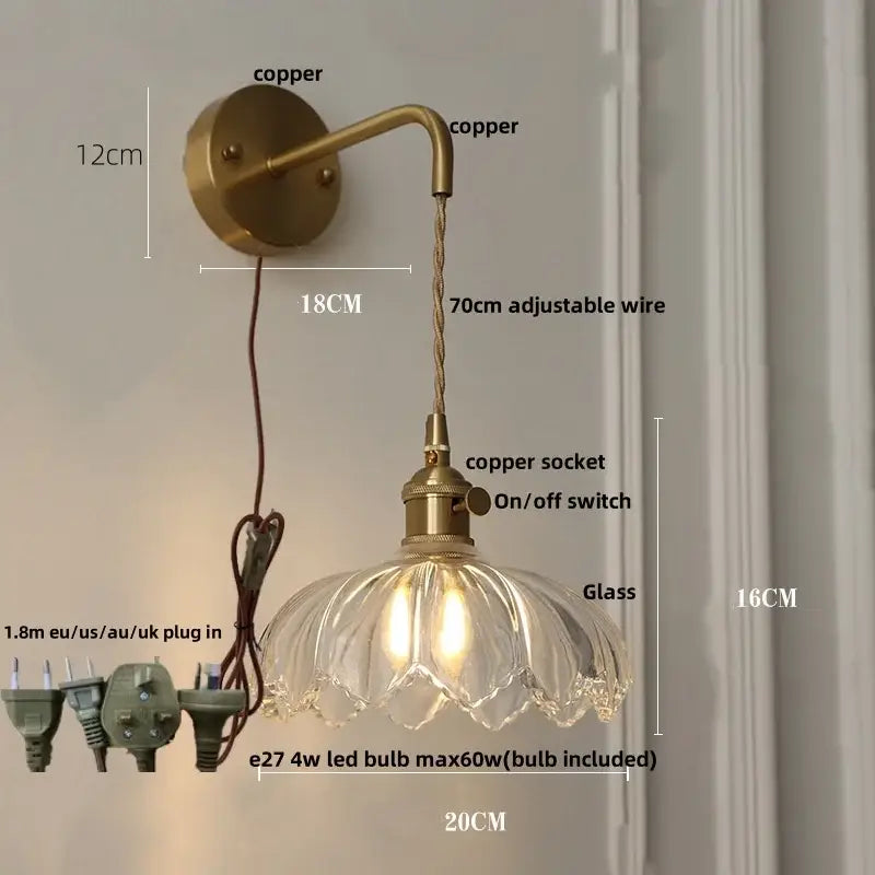 Brass Amber Vintage Glow Wall Sconce