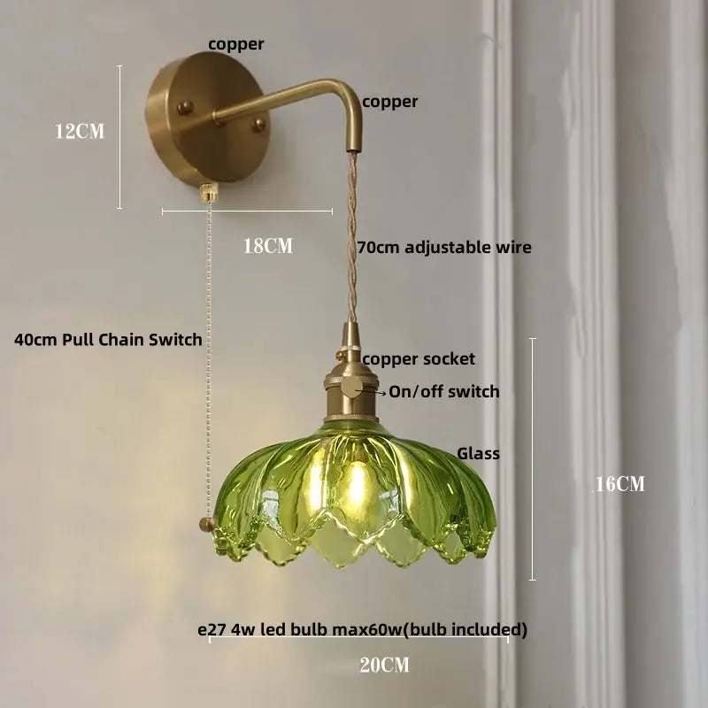 Brass Amber Vintage Glow Wall Sconce