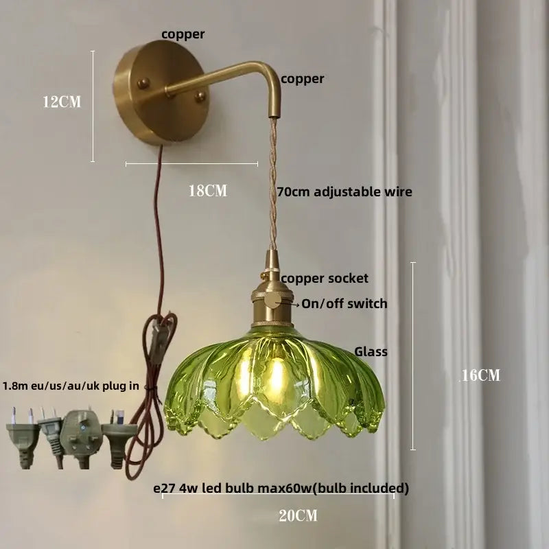 Brass Amber Vintage Glow Wall Sconce