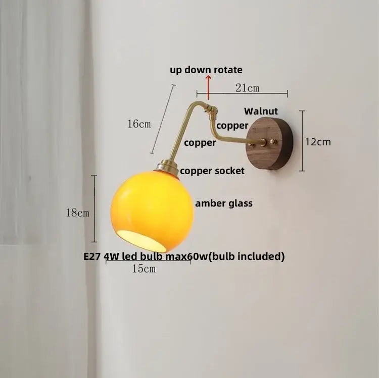 Amber Brass Wall Sconce