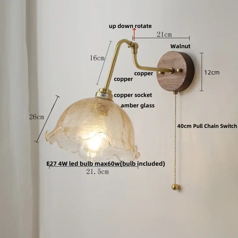 Amber Brass Wall Sconce