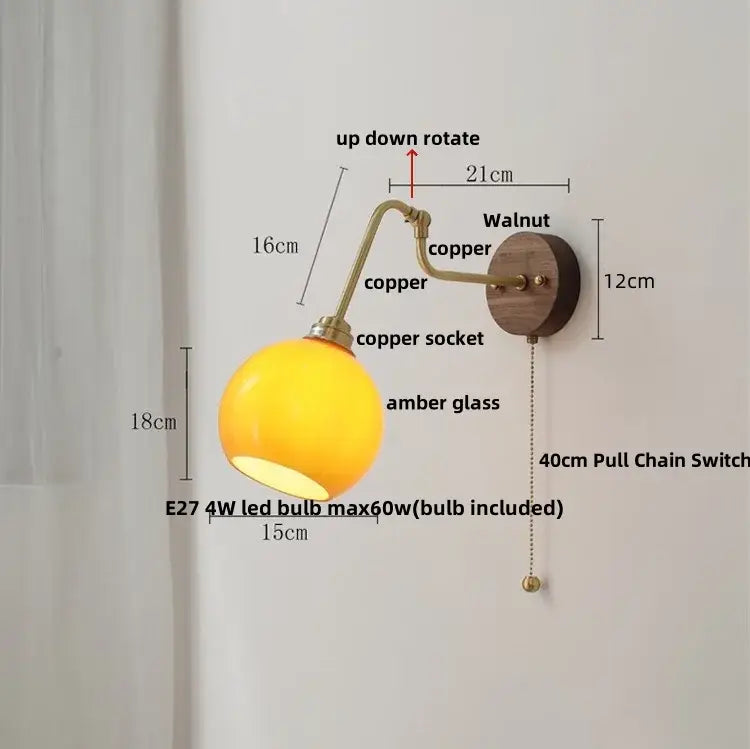 Amber Brass Wall Sconce