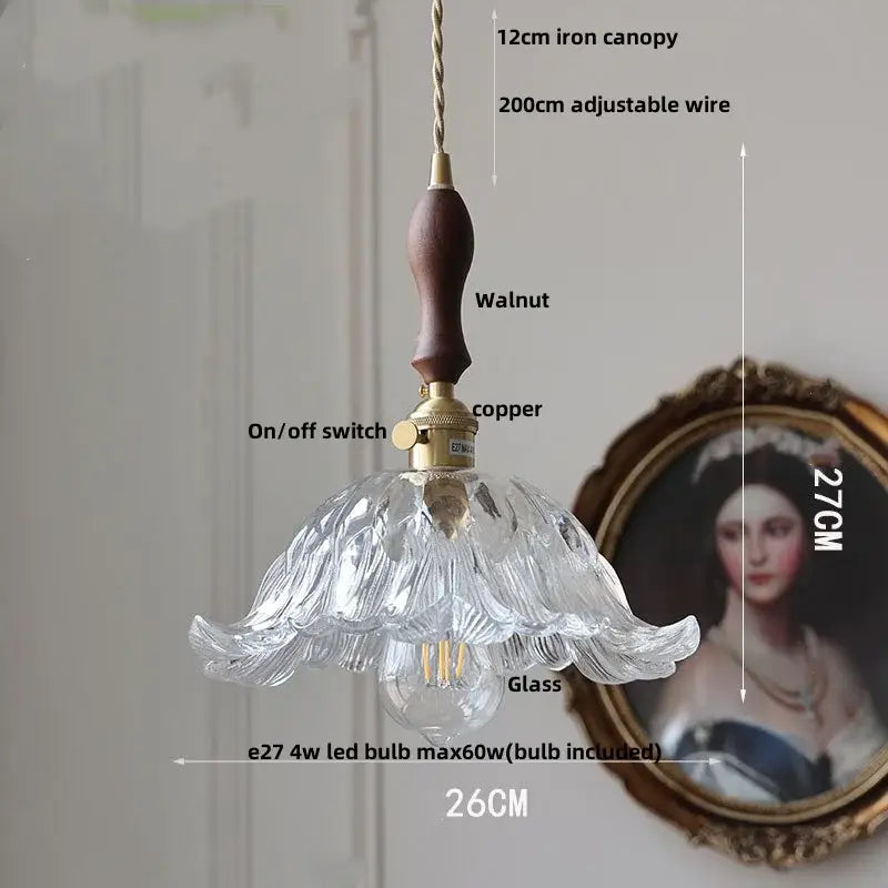 Amber Glass Adjustable-Height Pendant Lamp