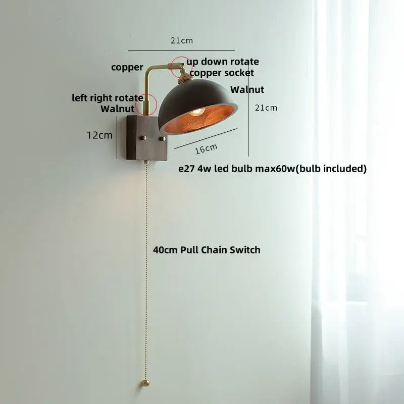 Wood Brass Wall Sconce