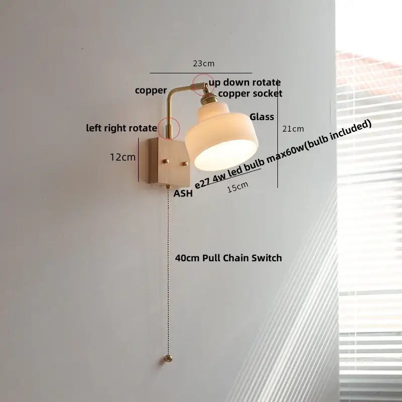 Wood Brass Wall Sconce