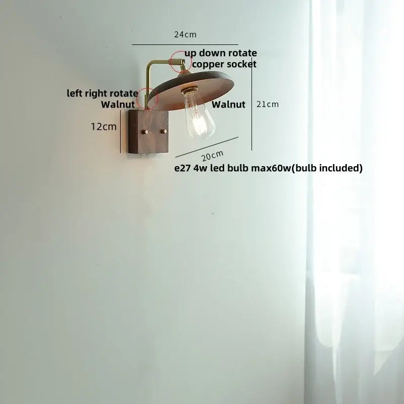 Wood Brass Wall Sconce
