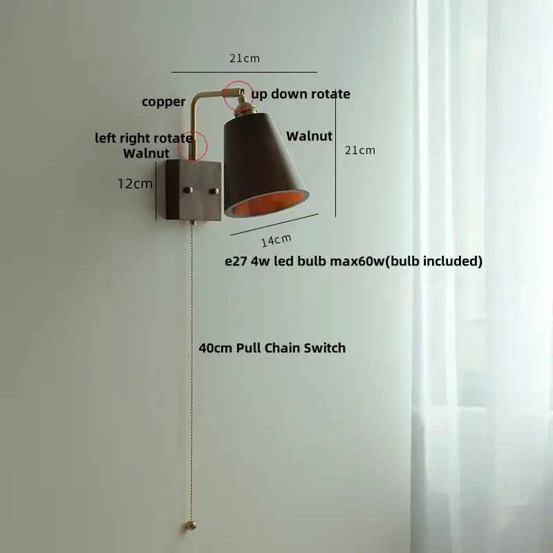 Wood Brass Wall Sconce