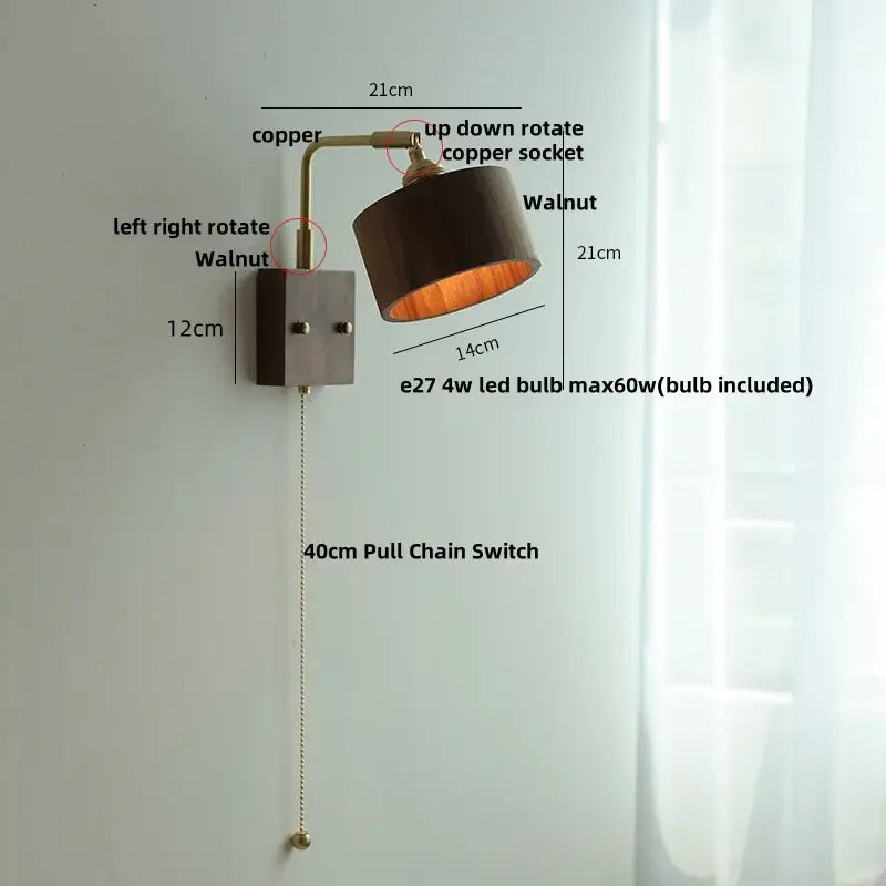 Wood Brass Wall Sconce