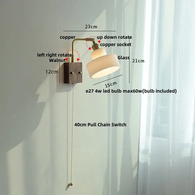 Wood Brass Wall Sconce
