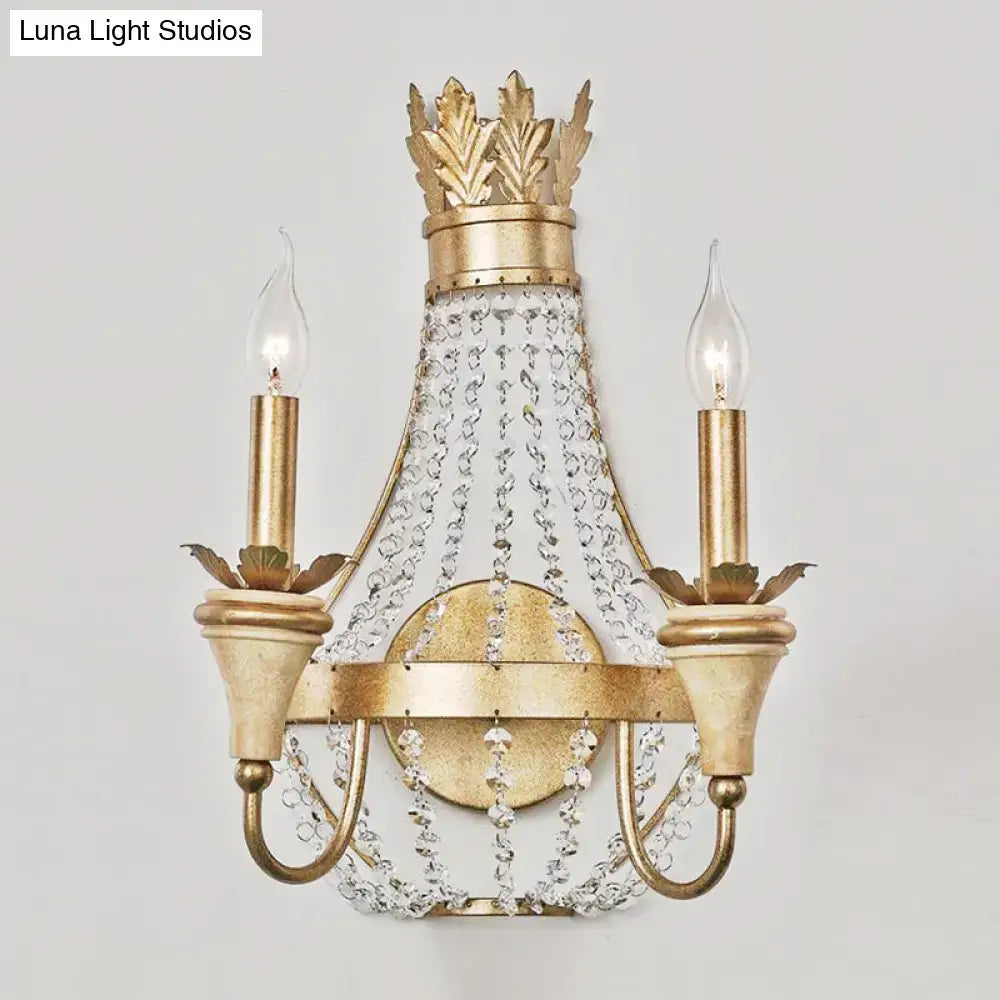 Vintage Champagne Crystal Wall Light Two-Light