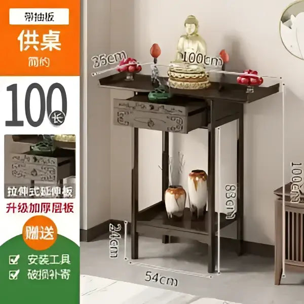 Vintage dark wood bamboo console table with drawer living room shelf
