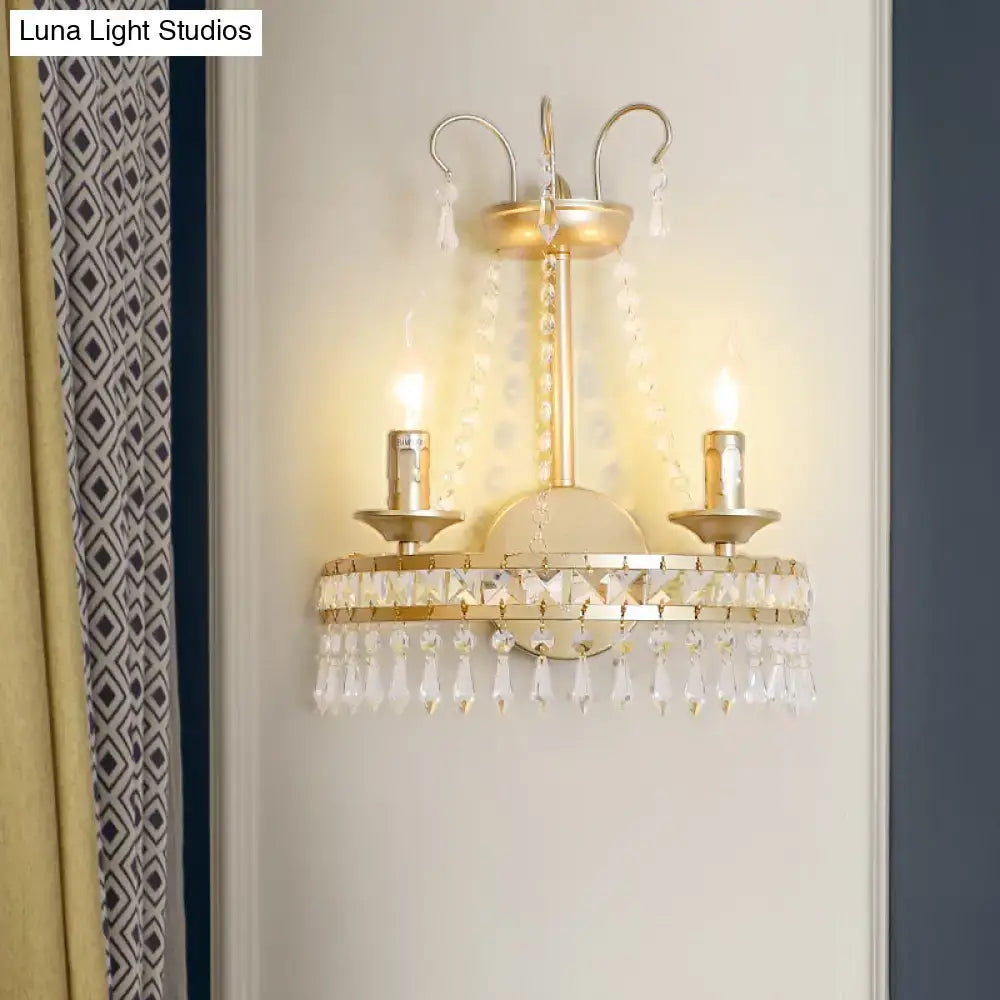 Vintage Gold Exposed Wall Lamp Two-Light Hallway