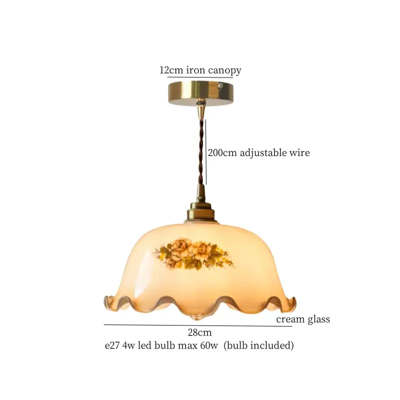 Vintage green lotus led pendant light dining room glass lamp