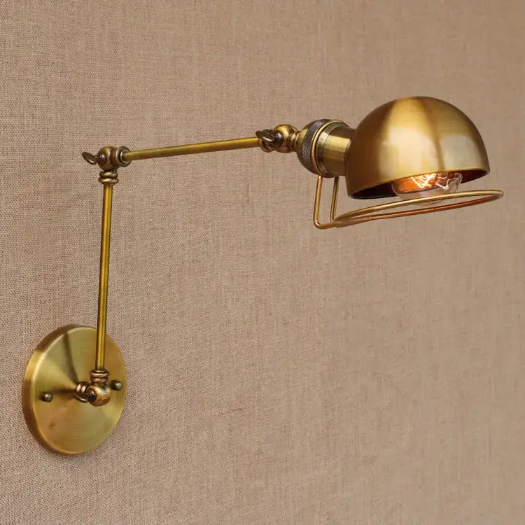Vintage industrial brass adjustable swing arm wall lamp bedroom reading