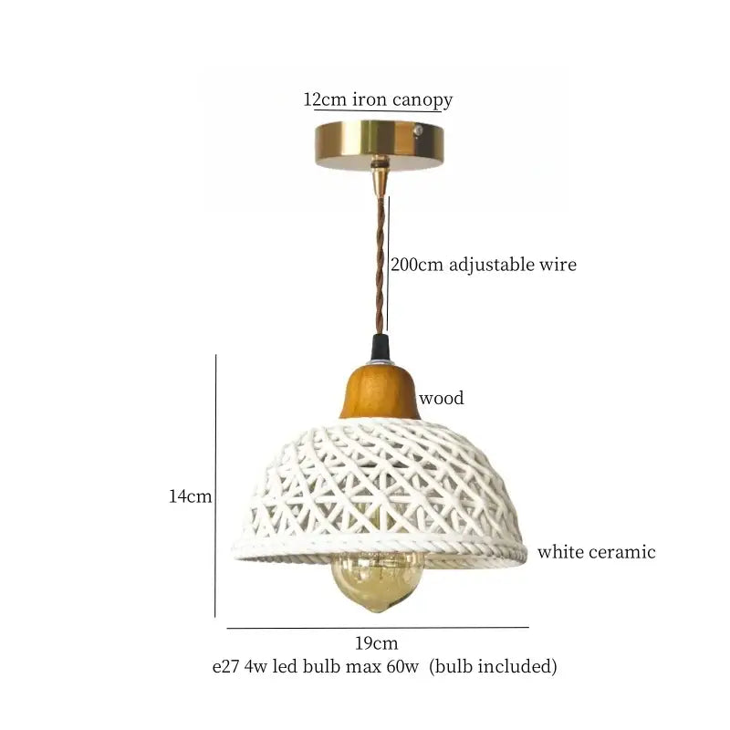 Vintage japanese beige cloth led pendant light for dining room